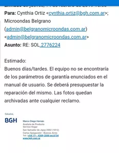 Que cubran por garantia el arreglo de la puerta del horno