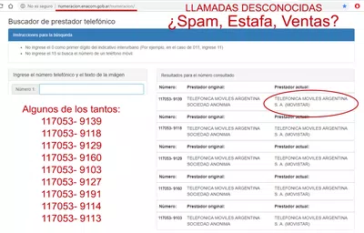 Llamadas spam/estafa de números similares