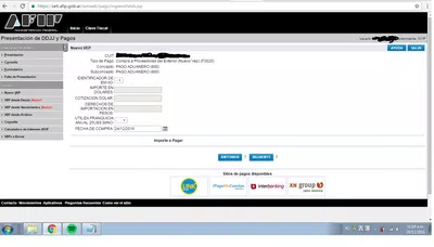 Afip (ddjj) - aduana - correo argentino