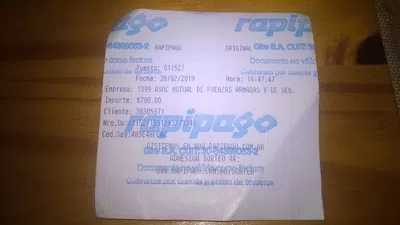 Pago a otra empresa por error de rapipago puesto 011527