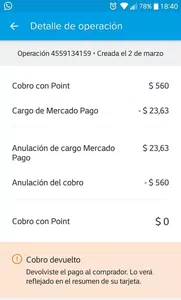 Compra con débito cancelada, no me acreditan el dinero