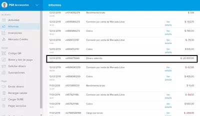 Mercado libre me robó $20.000
