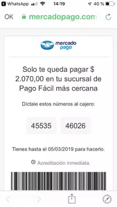 No acreditaron pago realizado el 2/03/2016