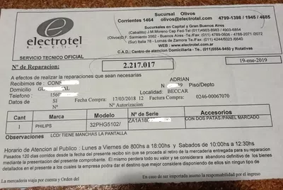 Reparación en garantía tv philips sin avances