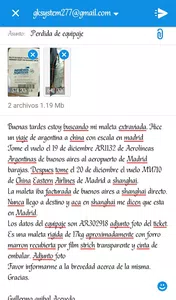 Extravío de equipaje por parte de aerolineas argentina