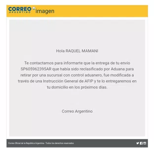 Envió que deciden qué retire por aduana