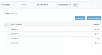 Reintegro del debito automatico