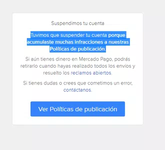 Suspendieron mi cuenta de manera injusta
