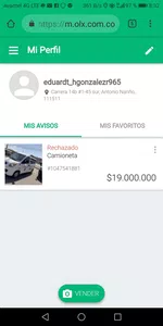 Mi vehículo aparece rechazado y no disponible