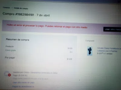 Me rechaza la plataforma mi tarjeta de débito cuando intente comprar un articulo