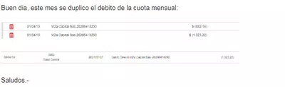 Debito duplicado.-