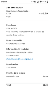 No recibí todos mis diamantes
