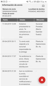 Tardanza con envío