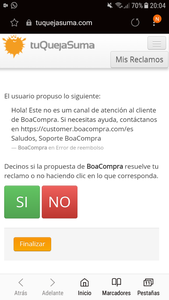 Error de reembolso