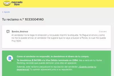 No me reintegraron una compra cancelada