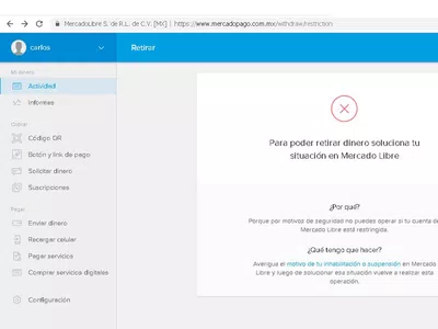 Dinero en mercadopago que no me dejan retirarlo