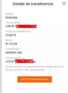 Pago cancelado / dinero no devuelto