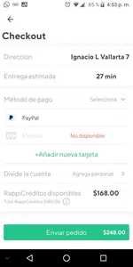 No puedo pagar en efectivo