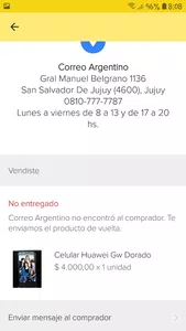Producto no retirado del correo y devuelto. fraude ml