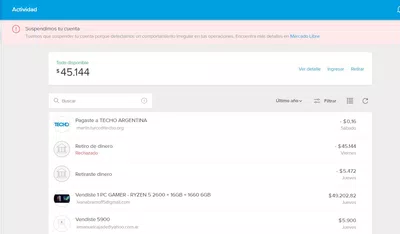 Me suspendieron con $45.000 en cuenta