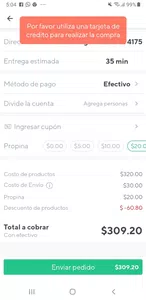 No puedo pagar en efectivo