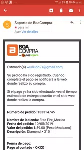 No me llegan mis diamantea