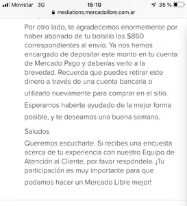 Error en la devolución de dinero