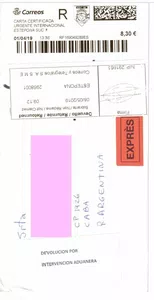 Carta devuelta por intervención aduanera
