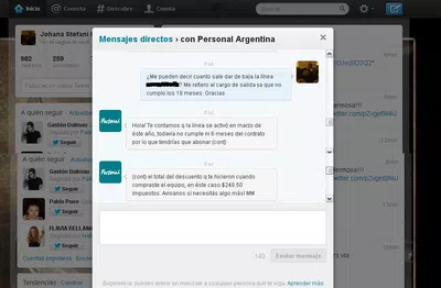 Personal argentina informa mal