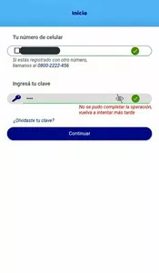 No se pudo completar la operación