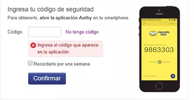 Bloqueo de cuenta por app de seguridad para doble autenticación
