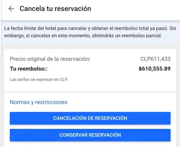 Estafa cancelación de reserva de hotel