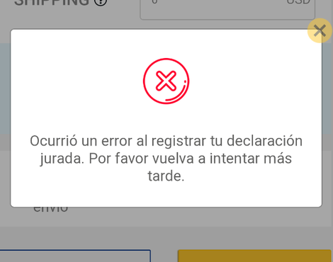 Error al declarar envíos internacionales