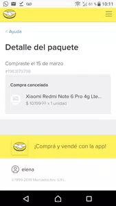 Devolución de dinero mercado libre