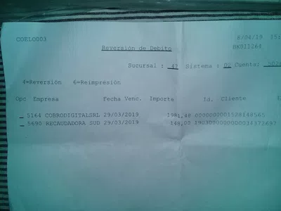 Debitos no autorizados