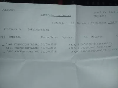 Debitos no autorizados