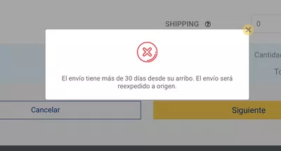 Error de sistema de correo argentino, no puedo declarar