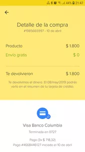 Devolución de dinero