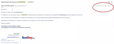 Reembolso no efectuado