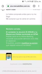 Banda para piernas no me devolvieron el dinero