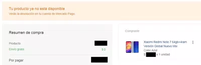"tu producto ya no está disponible"
