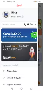 No puedo usar rappi ni mis rappicreditos