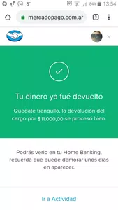 Mercadolibre / visa: no me devolvieron mi dinero!