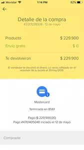 Retraso en la devolución del dinero por parte de mercado libre colombia