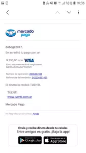 No se acreditó  carga via tarjeta