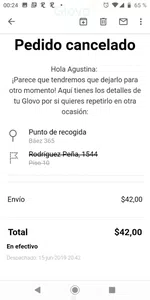 Traslado de pedido y abandonado x glovo