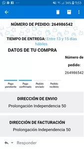 Producto pagado  sin envío del mismo o restitución de dinero