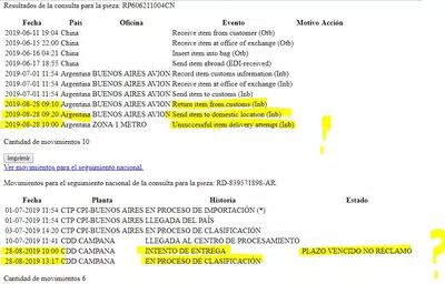 Mi pedido está en mi ciudad y correo argentino lo devolverá a china rp606211004c