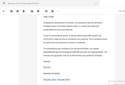 Cuenta de mercado libre inhabilitada