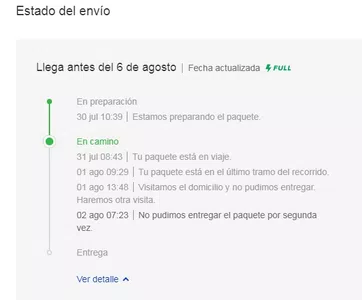 El paquete no es entregado por que no encuentran a nadie según ellos